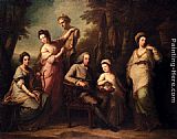 Family Canvas Paintings - Portrait Of Philip Tisdal With His Wife And Family